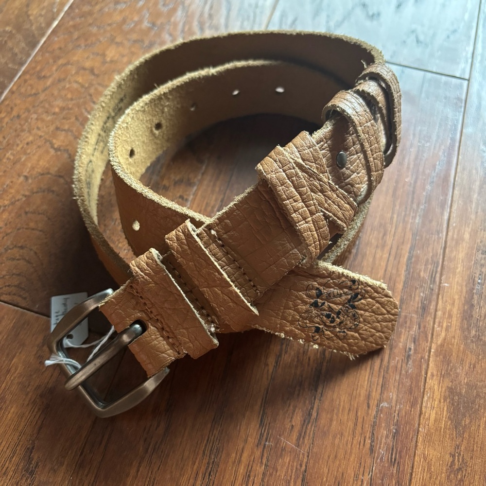 Vintage Ed Hardy Y2K Tan Leather Love Kills Slowly Belt | Size S